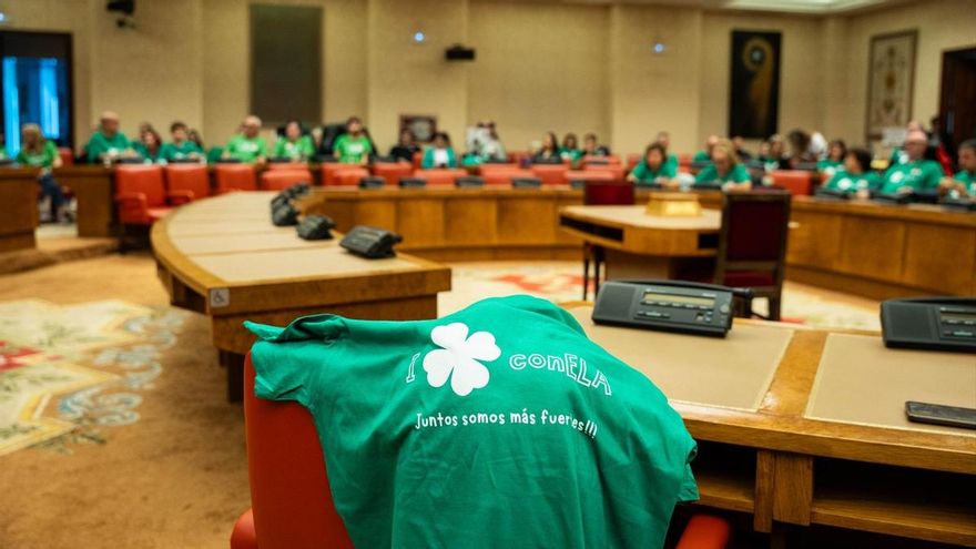 Asociaciones por el ELA observan una sesión plenaria en la que se debate la Ley ELA, en el Congreso de los Diputados, a 10 de octubre de 2024, en Madrid (España)
