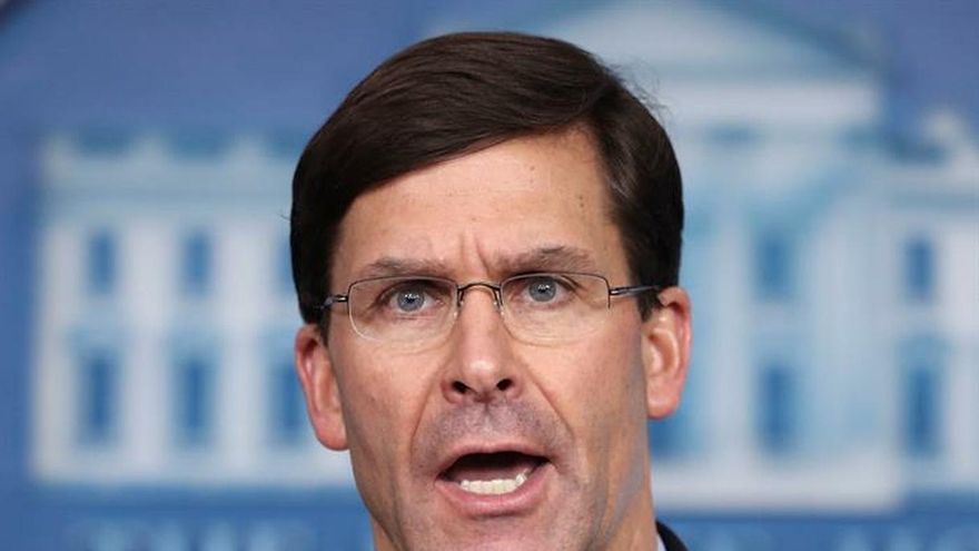 US Defense Secretary Mark Esper speaks during a press conference in the Brady Press Briefing Room of the White House, Washington, DC, USA, 01 April 2020.