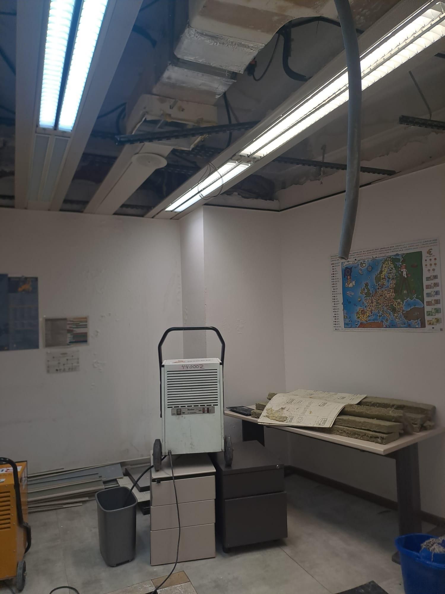 La fuga se produjo en un baño de la segunda planta