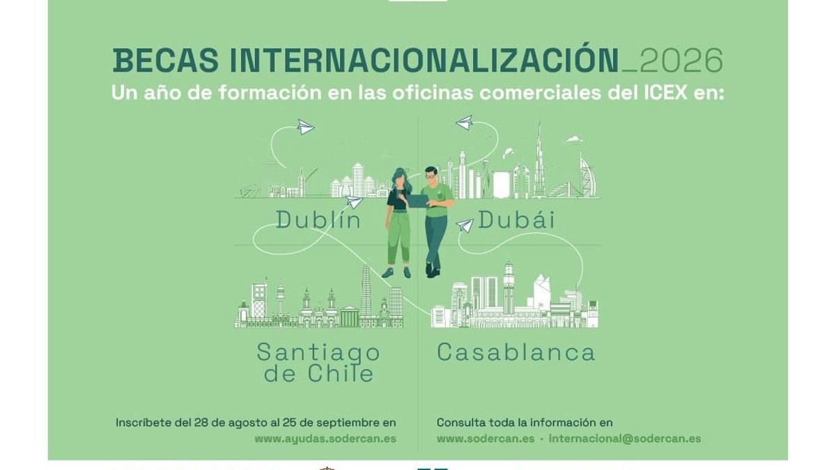 Sodercan convoca becas de internacionalización en Dubái, Dublín, Casablanca y Santiago de Chile