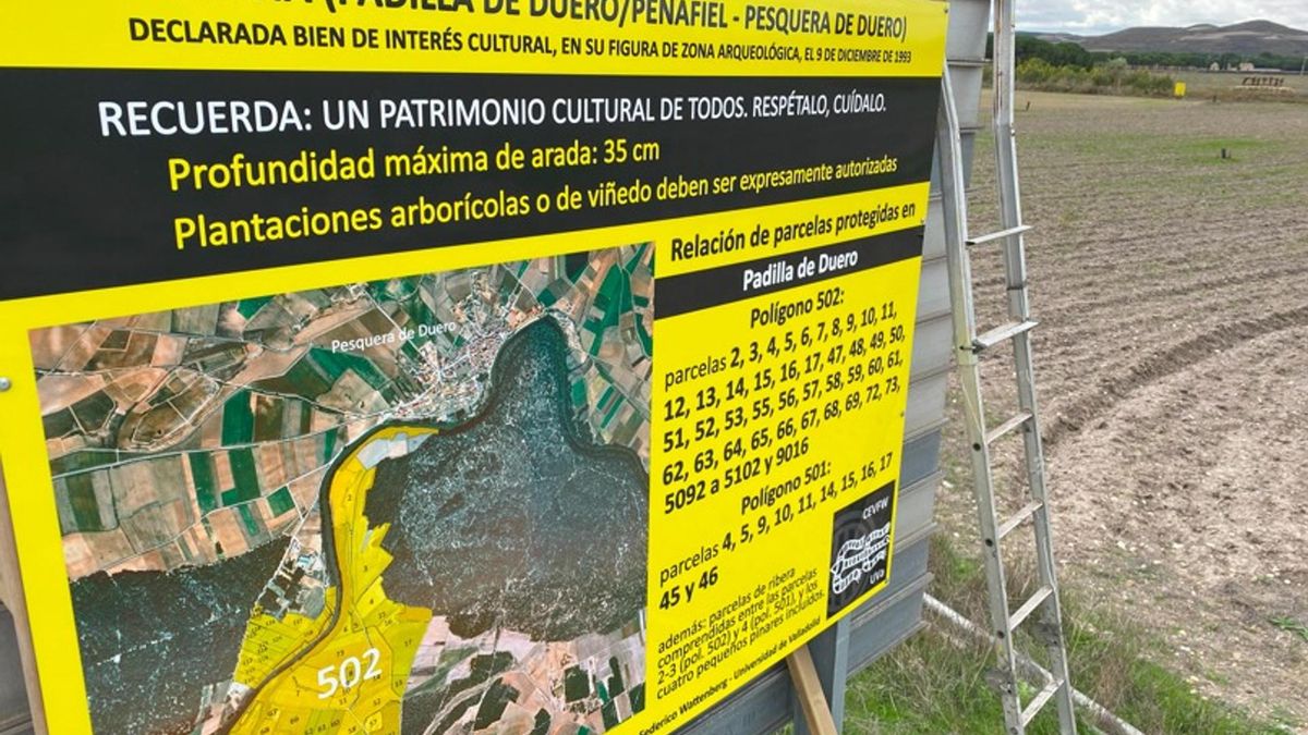 Nuevas señalizaciones del yacimiento prerromano de Pintia (Padilla del Duero, Valladolid) después de que hace un año sufriera un importante destrozo por parte de dos excavadoras que destruyeron gran parte del mismo. EFE/CEVFW-Universidad de Valladolid.EFE/CEVFW-Universidad de Valladolid / ***SOLO USO EDITORIAL/SOLO DISPONIBLE PARA ILUSTRAR LA NOTICIA QUE ACOMPAÑA (CRÉDITO OBLIGATORIO)***