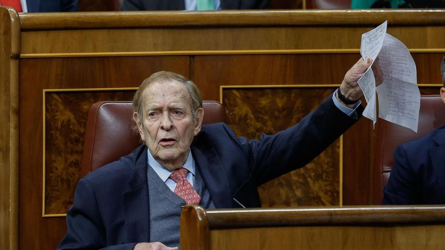 Ramón Tamames en la segunda jornada del debate de la moción de censura de Vox.