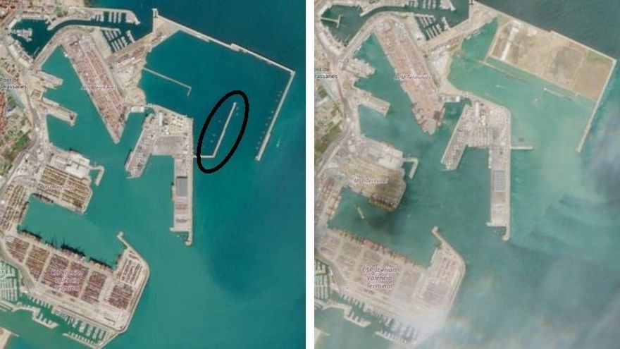 Las obras de la ampliación del Puerto de Valencia derriban un dique financiado con 74 millones de fondos europeos