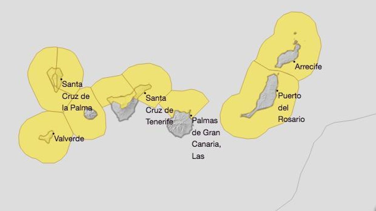Avisos activos en Canarias este miércoles.