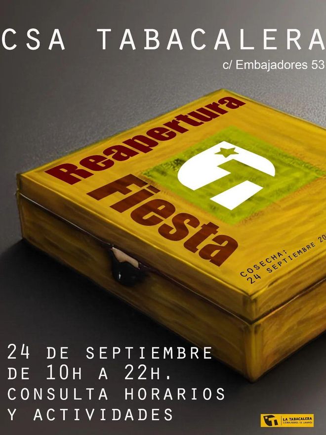 Cartel anunciador de la vuelta del CSA La Tabacalera