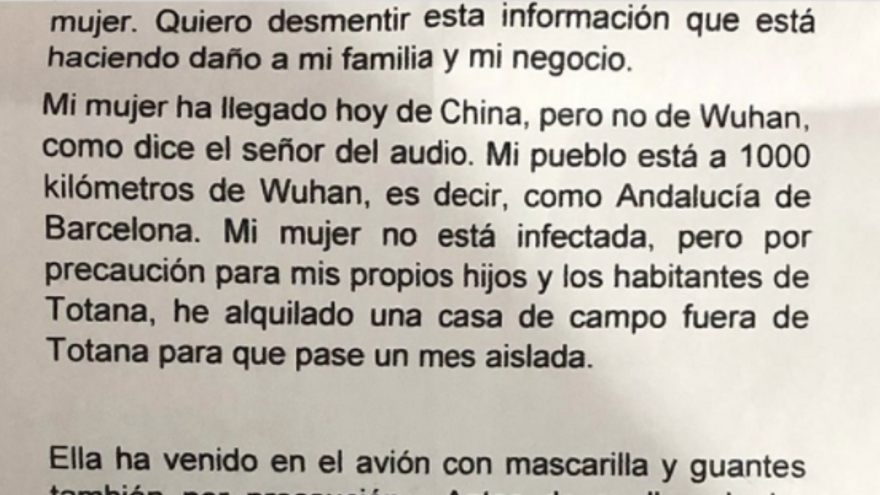 Bulo en Totana sobre una mujer procedente de China