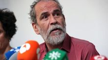 El actor Willy Toledo durante una rueda de prensa tras su primera incomparecencia.