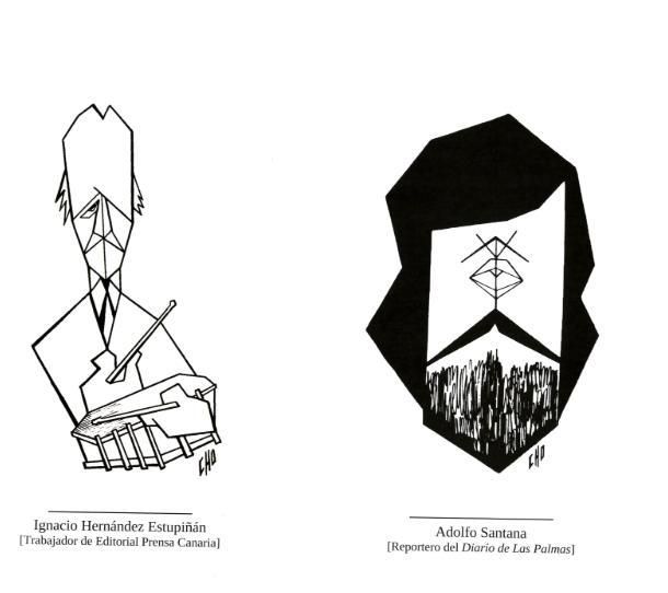Ignacio Hernández Estupiñán, trabajador de Editorial Prensa Canaria y Adolfo Santana, reportero del Diario de Las Palmas.