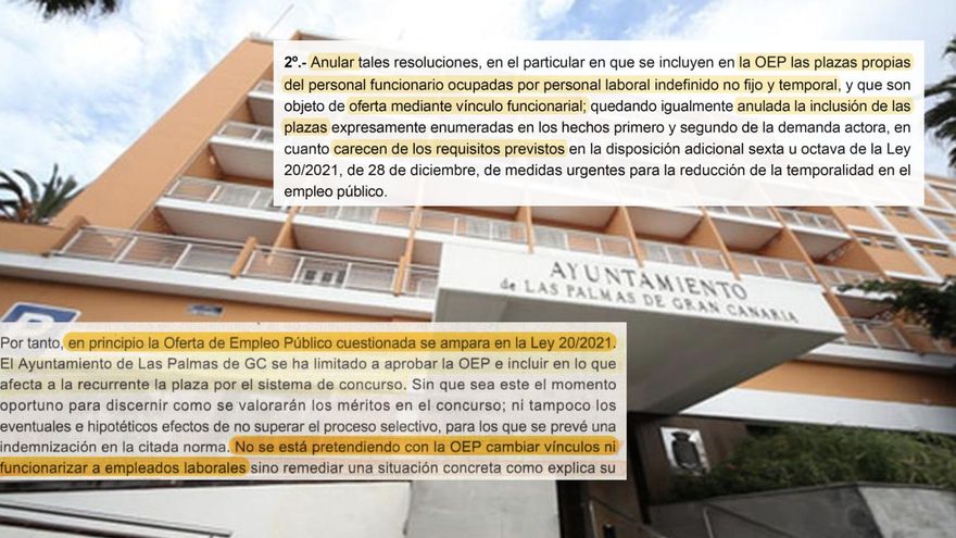 La estabilización de más de 600 trabajadores del Ayuntamiento de Las Palmas, en el limbo tras dos sentencias contradictorias