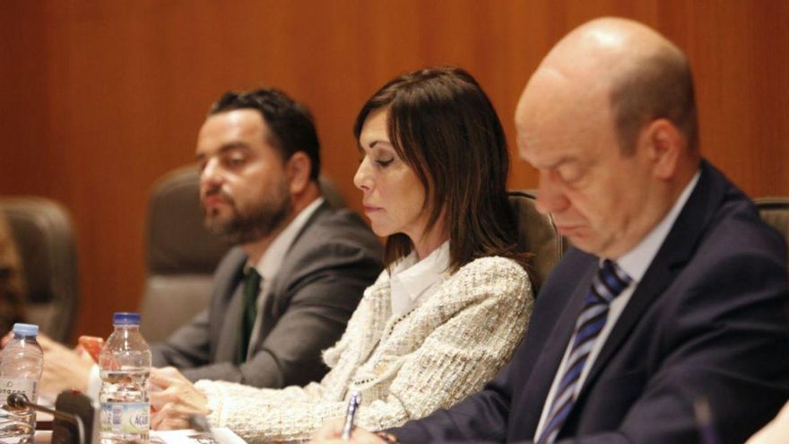 De izda a derecha, David Arranz, Marta Fernández y Santiago Morón. / Cortes de Aragón