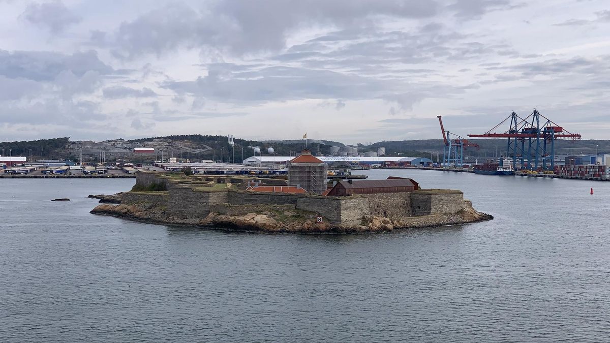 Vista aérea de la Fortaleza de Älvsborg.