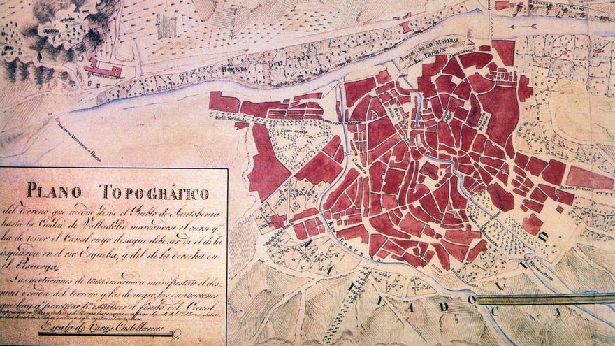 Plano topográfico de Valladolid en 1832 elaborado por Epifanio Esteban.