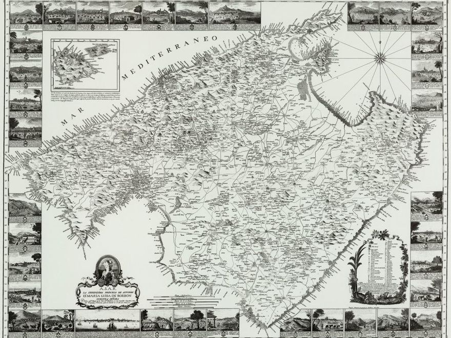 Plano de 1785 del Cardenal Despuig en el que se representan las más de 1.200 'possessions' que existían en Mallorca a finales del siglo XVIII