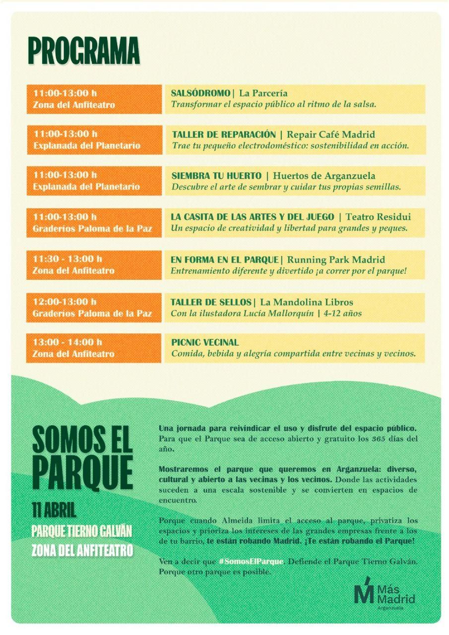 Programa de la jornada 'Somos el parque'.