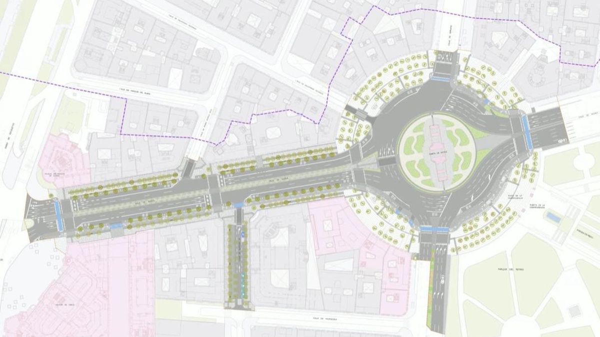 Plano del proyecto de reforma para el entorno de la Puerta de Alcalá