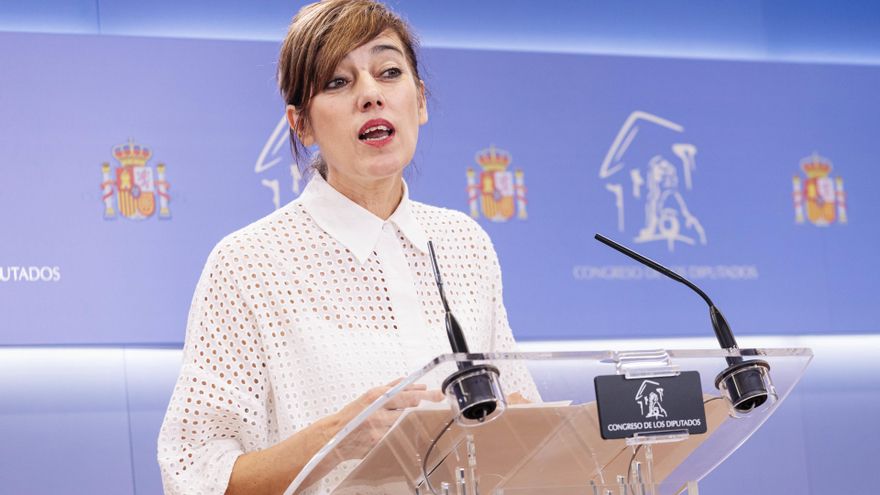 Archivo - La portavoz parlamentaria de Sumar, Marta Lois, durante una rueda de prensa en el Congreso de los Diputados, a 14 de septiembre de 2023, en Madrid (España).