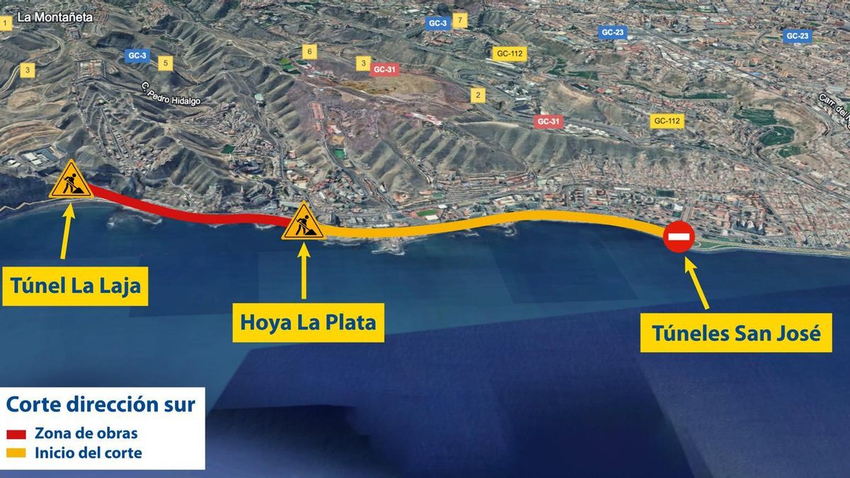 Cierra desde el martes por la noche un tramo de la Avenida Marítima de Las Palmas
