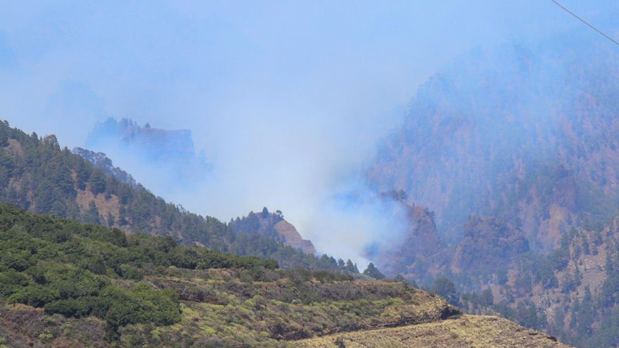 El incendio de La Palma evoluciona "muy favorablemente" en la Caldera de Taburiente y mantiene llama activa en el frente sur