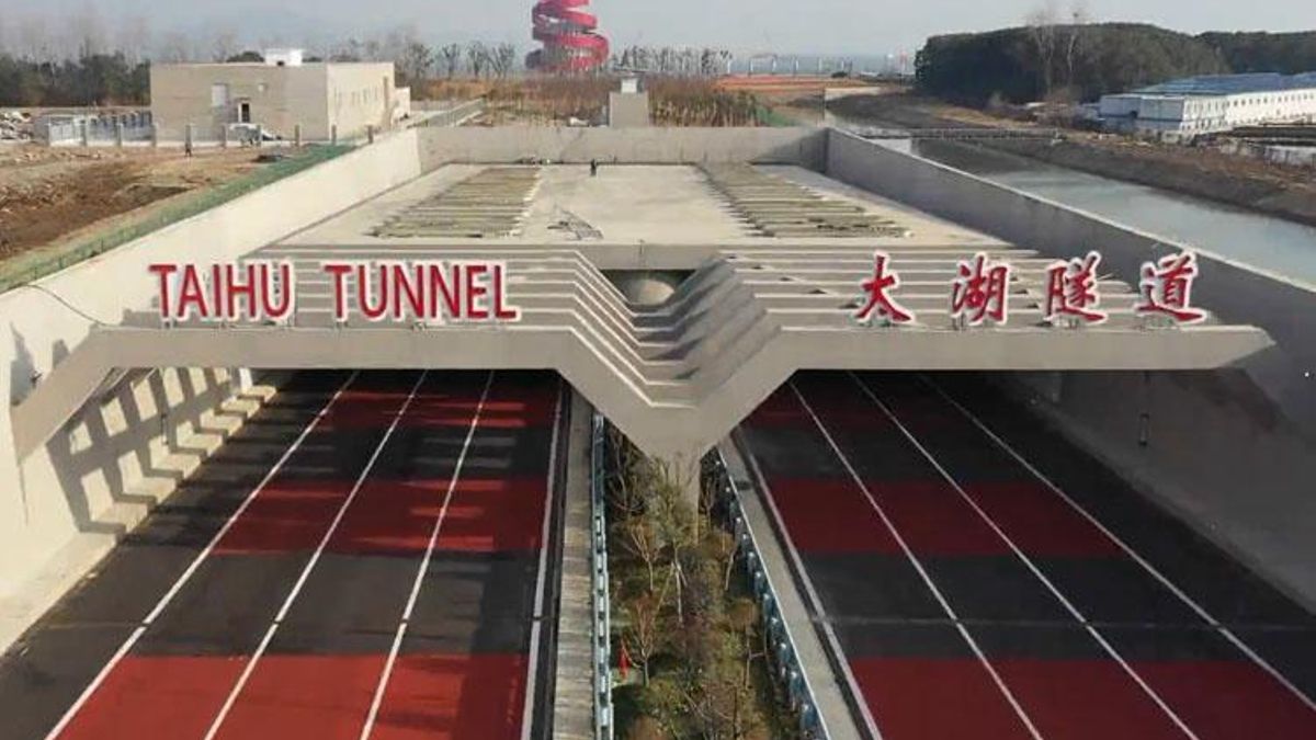 Imagen exterior del túnel de Taihu, en China.