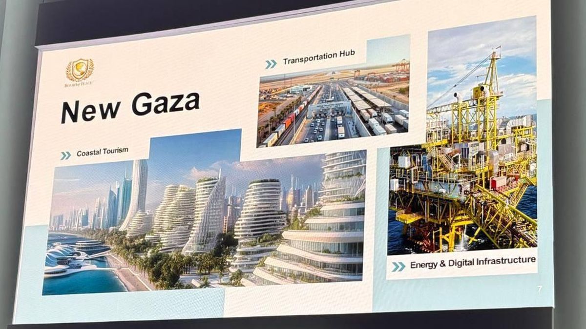 Imagen presentada por el yerno de Donald Trump en el Foro de Davos, sobre el plan para Gaza