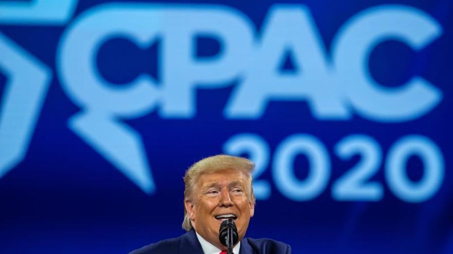 US President Donald J. Trump speaks during the 47th annual Conservative Political Action Conference (CPAC) at the Gaylord National Resort & Convention Center in National Harbor, Maryland, USA, 29 February 2020. The American Conservative Union's CPAC concludes on the same day.