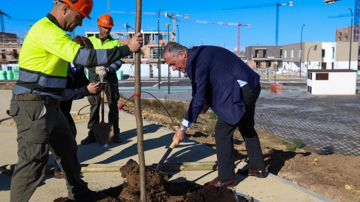 José Luis Sanz planta uno de los primeros 1.600 árboles anunciados.