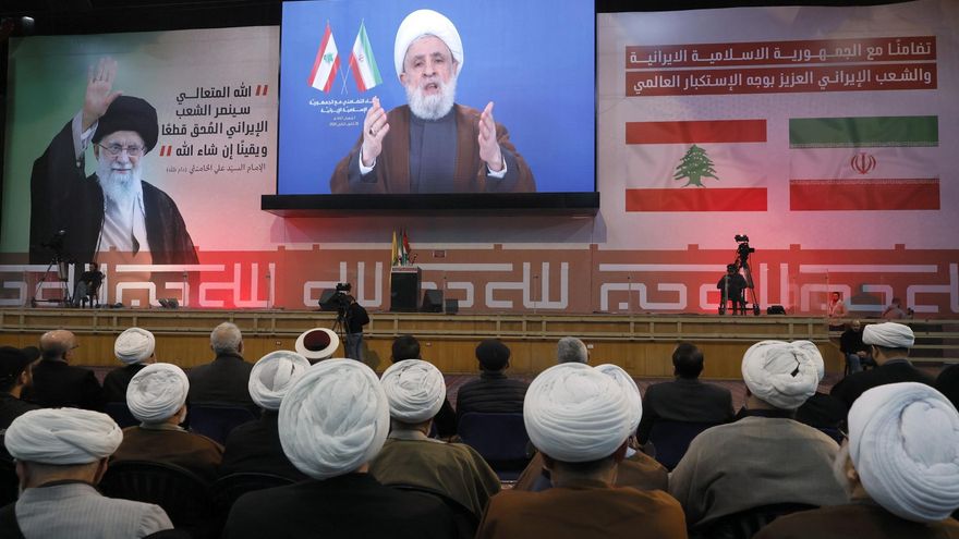 El jefe de Hizbulá, Naim Qassem, en un discurso televisado en enero de 2026.