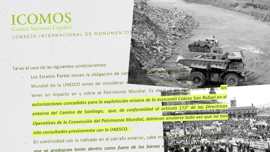 El organismo asesor de la Unesco pide anular los permisos de la Xunta para la mina de Touro porque amenaza el Camino de Santiago