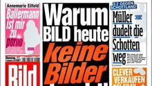 La portada del Bild Zeitung sin fotos.