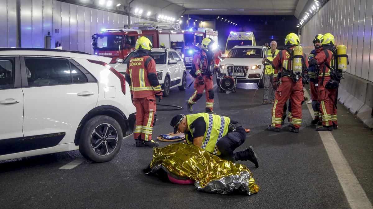 Simulacro de accidente en el túnel de los omeyas