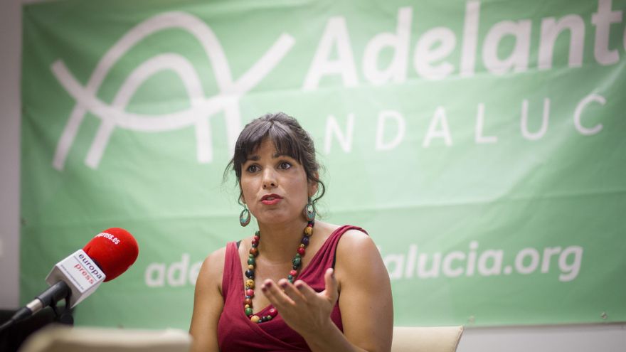La presidenta del grupo parlamentario de Adelante Andalucía, Teresa Rodríguez, durante la entrevista con Europa Press