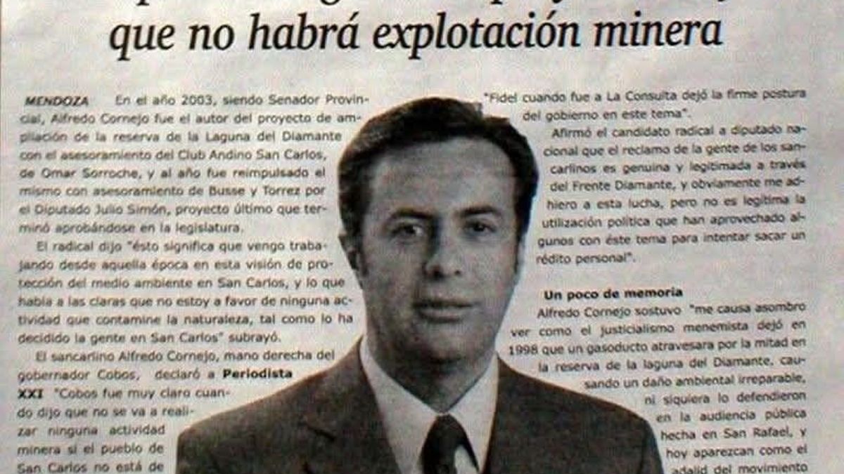 Alfredo Cornejo cuando se mostraba en contra de la minería.