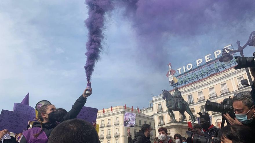 Protesta de estudiantes en la Puerta del Sol con motivo del 8-M