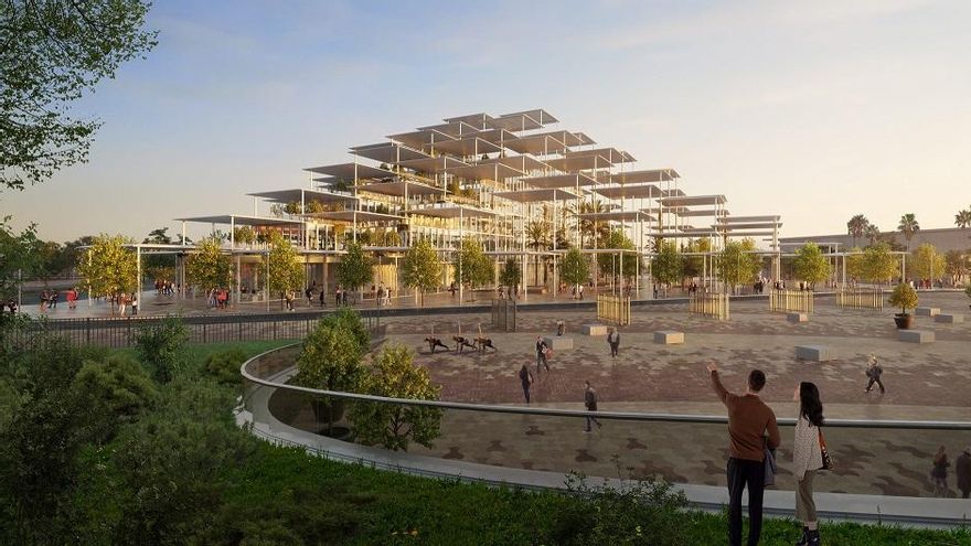 Vista desde el exterior de la futura sede del JRC de Sevilla