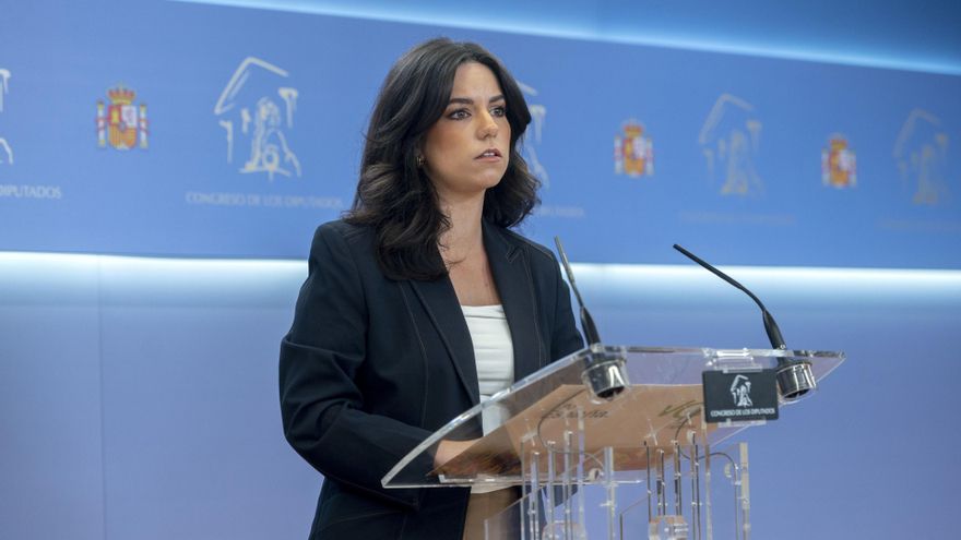 La portavoz de VOX en el Congreso, Pepa Millán, ofrece una rueda de prensa anterior a la Junta de Portavoces, a 16 de enero de 2024, en Madrid (España).