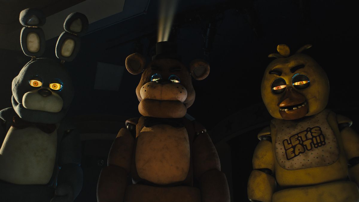 Bonnie, Freddy Fazbear y Chica en la película 'Five Nights at Freddy's'