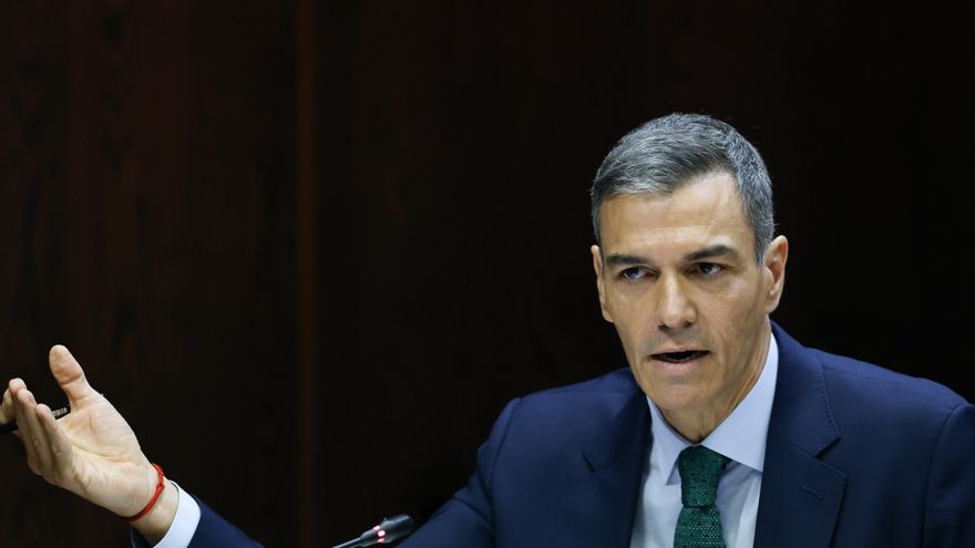 El presidente del Gobierno, Pedro Sánchez, durante su comparecencia ante la comisión de investigación del caso Koldo, este jueves en el Senado.