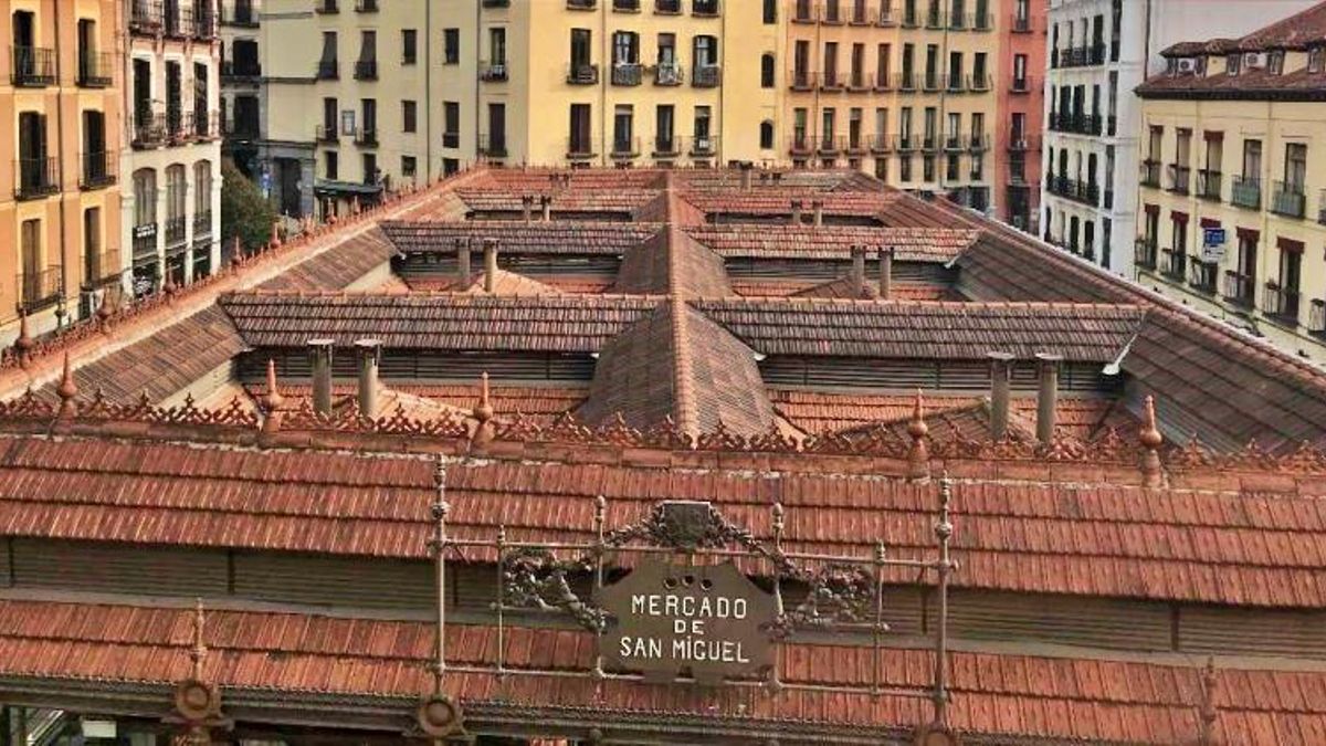 Vista cenital de la cubierta actual del Mercado de San Miguel