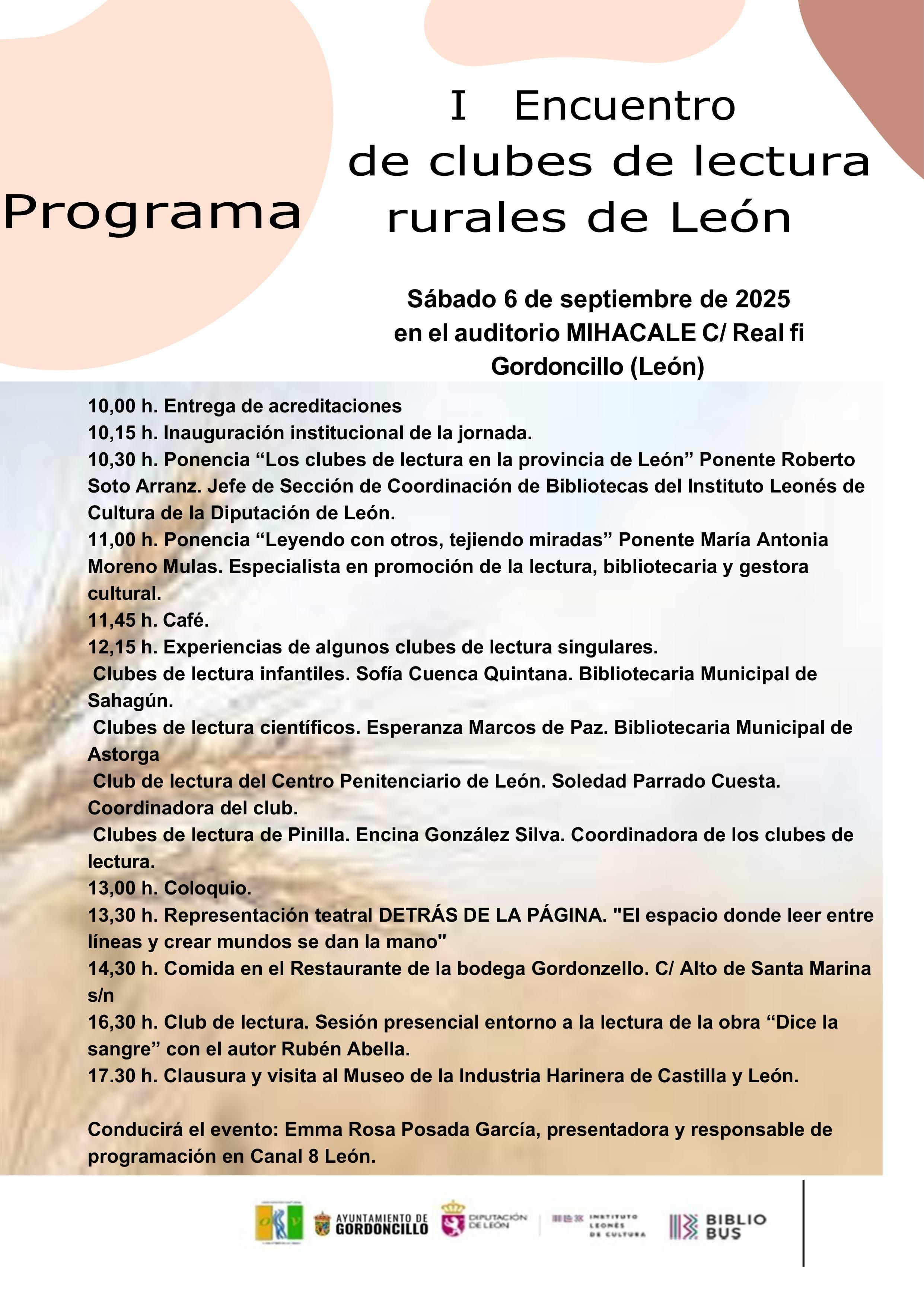 Programa del I Encuentro de clubes de lectura rurales de León.