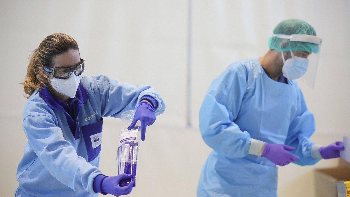 Archivo - Profesionales sanitarios realizan test de detección de Covid