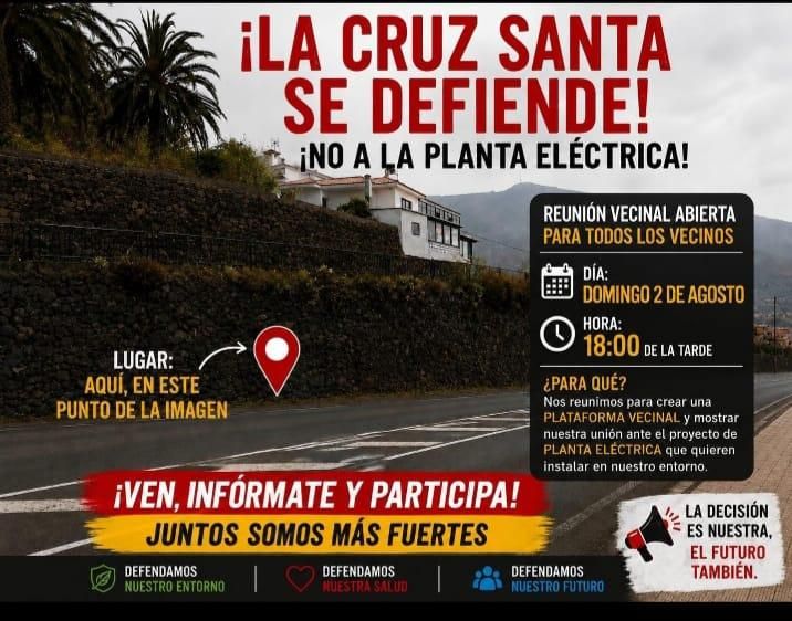 Cartel de los vecinos de Los Realejos contra la planta eléctrica.