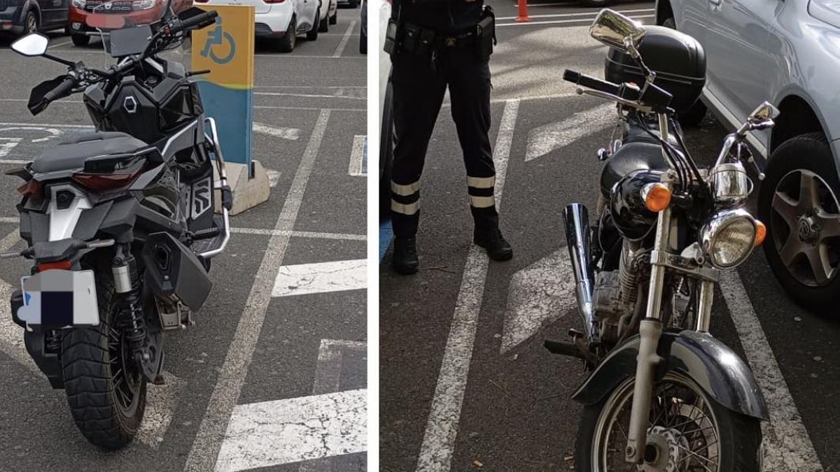 Agentes de movilidad de Las Palmas imponen multas a dos motos por obstaculizar plazas para Personas con Movilidad Reducida