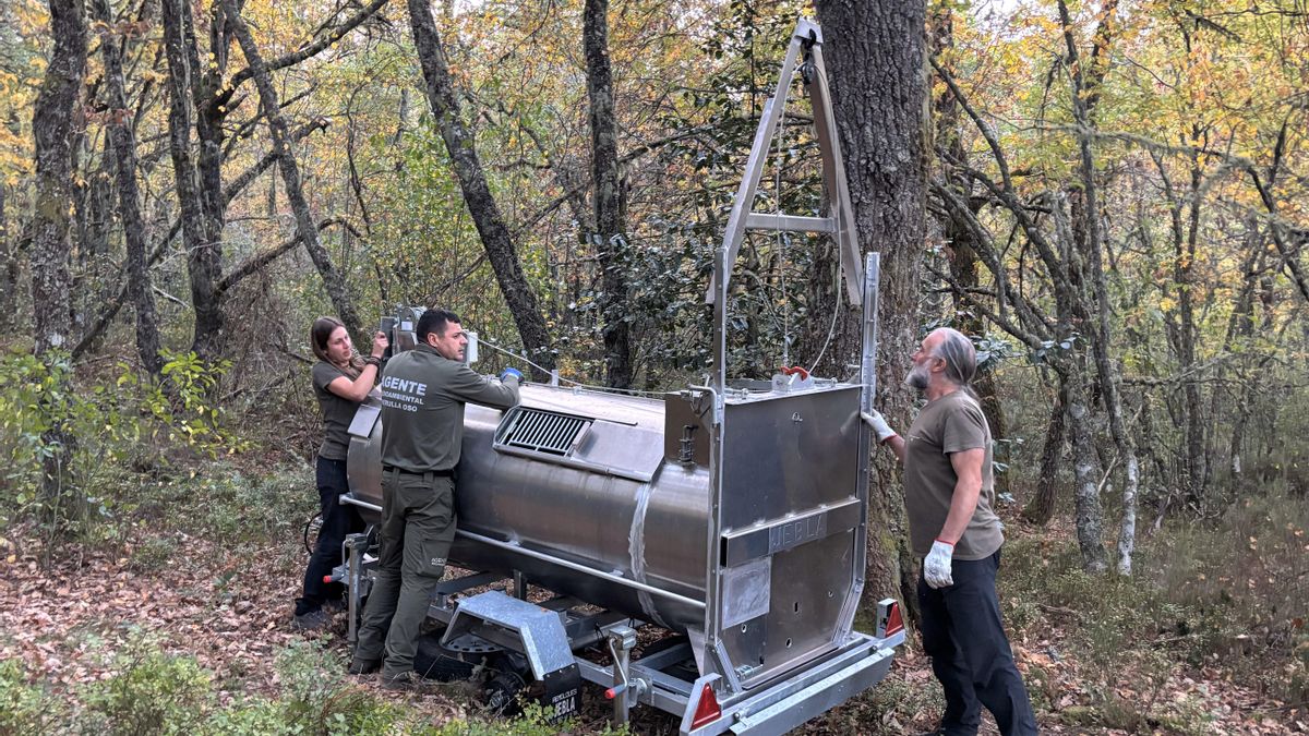 Trampa culvert, instalada en el concejo asturiano de Degaña, el pasado mes de octubre.