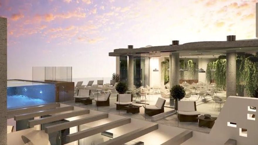 La zona chillout y la piscina.