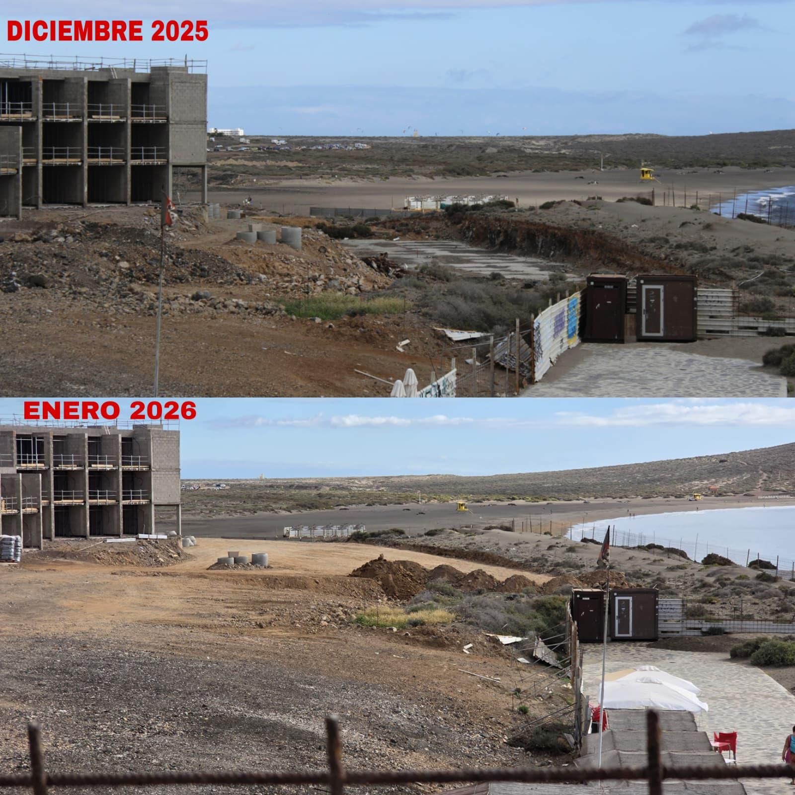 Antes y después del terreno en dominio público marítimo terrestre.