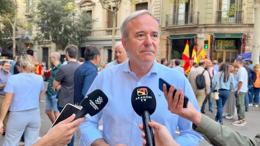 El presidente del PP-Aragon y jefe del Ejecutivo autonómico, Jorge Azcón, en Barcelona.