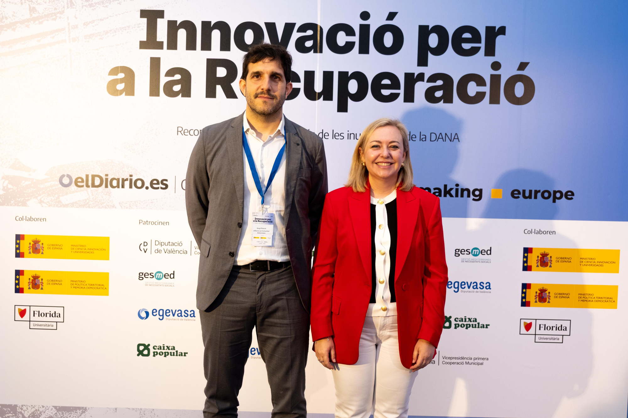 El director de elDiario.es en la Comunitat Valenciana, Sergi Pitarch, junto a la vicepresidenta de la Diputación de Valencia, Natàlia Enguix.