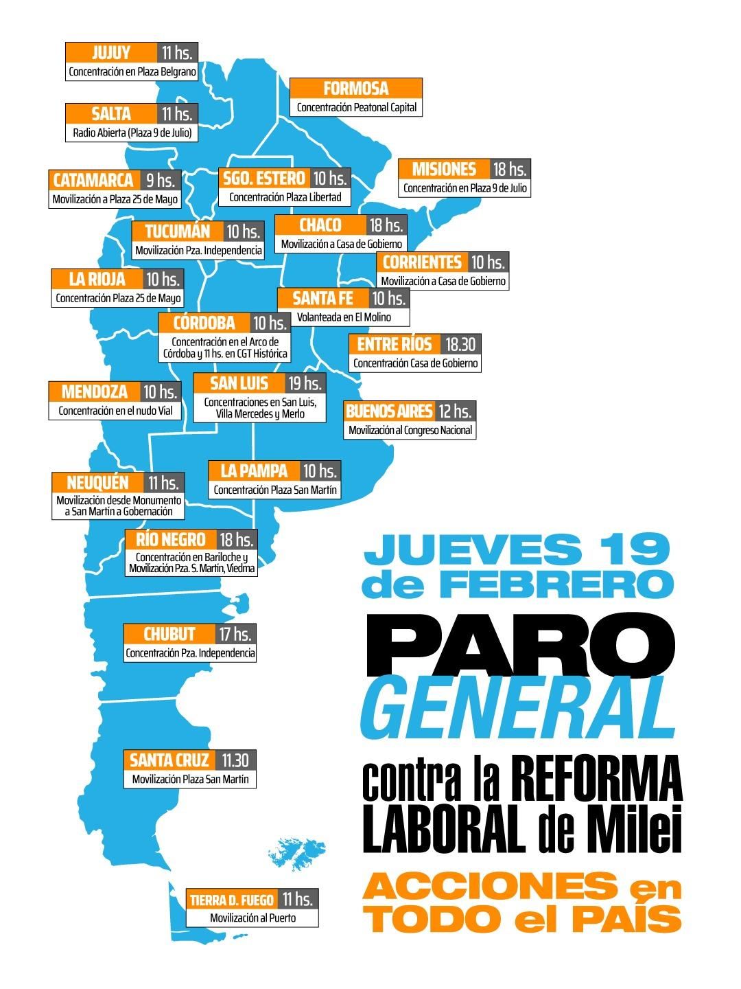 El mapa de las concentraciones en todo el país.