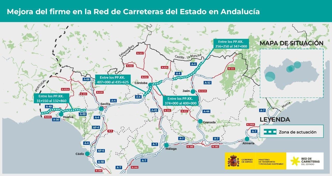 Mapa de actuaciones en Andalucía.