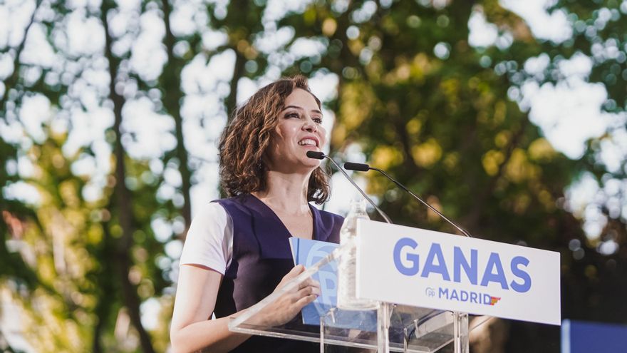 Ayuso, en un acto de campaña para el Congreso del PP de Madrid, en el distrito de Salamanca